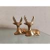 Brass Deer for Home Decor - 2 Piece (6.5 inches,) - 100% Pure Brass Decorative Brass Deer (Hiran) for Desk, Car,  Yellow Antique Finish