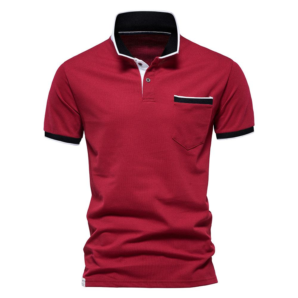 Men's Polo Shirt Summer Lapel Breathable Sports Patchwork Pocket