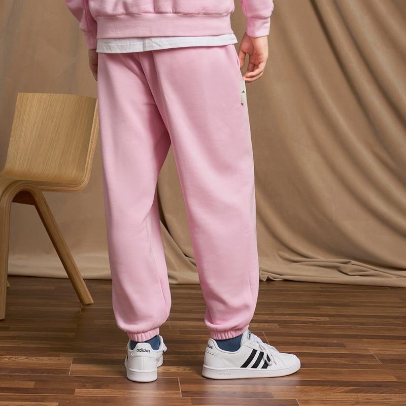Adidas Logo Fleece Thick Loose Cuffed Knitted Sports Pants Unisex Pants Clear-Pink IV7611