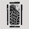 White Flash Leopard Pattern Tempered Glass Black Phone Case For Samsung Galaxy S25 S24 S23 Ultra Plus FE Cover