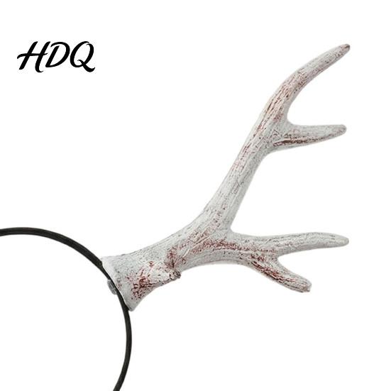 Einzigartiges Halloween-Kopfschmuck für Fotos Hirschgeweih-Haarband, Realistisches Wald-Cosplay-Kostüm, Gothic-Party-Kostüm-Haarband Stil Elastisches Haarband,