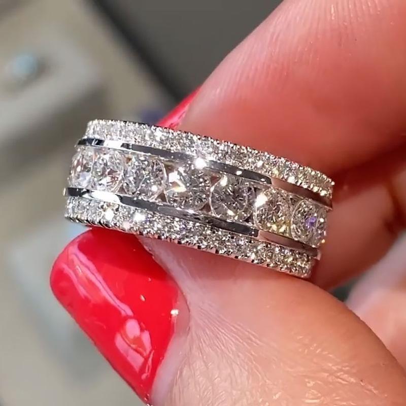Domineering Luxury Group Set Zircon Full Diamond Ring, Fashionable Micro-Set Zircon Engagement Diamond Ring Ring no. 6