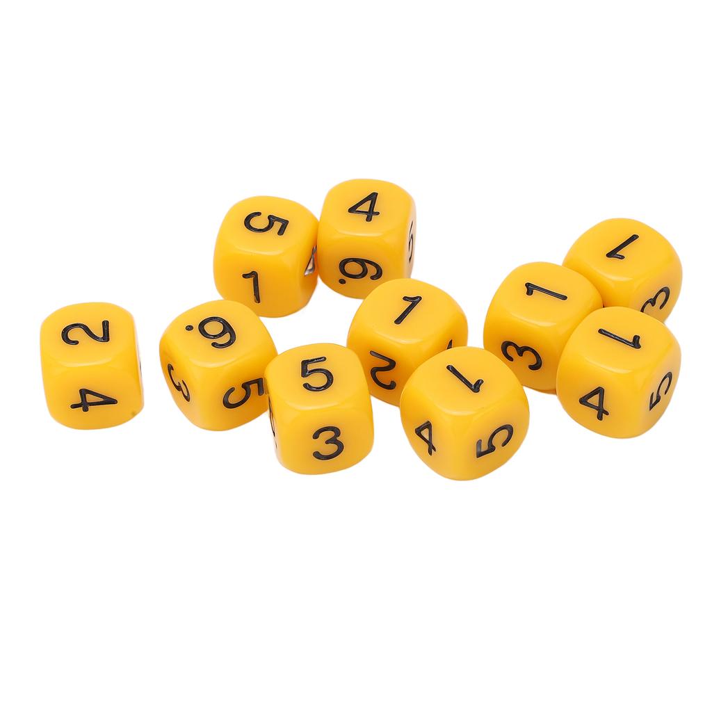 20KS 6stranných číselných kostek Design s kulatými rohy Plastová sada kostek Stolní hra Učební pomůcky Žlutá