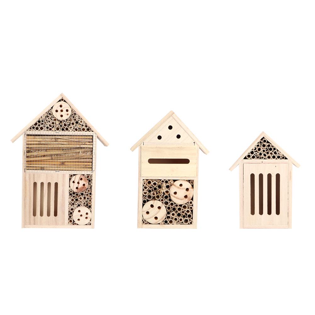 Insect House Garden Outdoor Wooden Insect Bee House Wood Bug Room Shelter Nesting Box Decoration