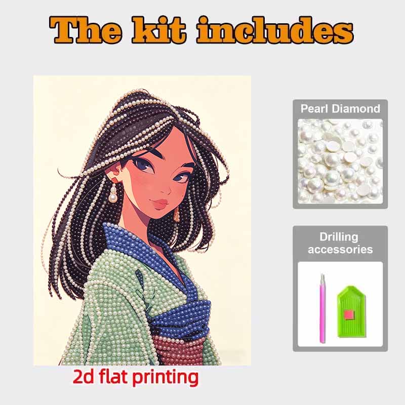 Disney Pearl Painting Mulan 5D DIY Pearl Picture Crafts for Adults/Beginners Gift Ideas Home Decor