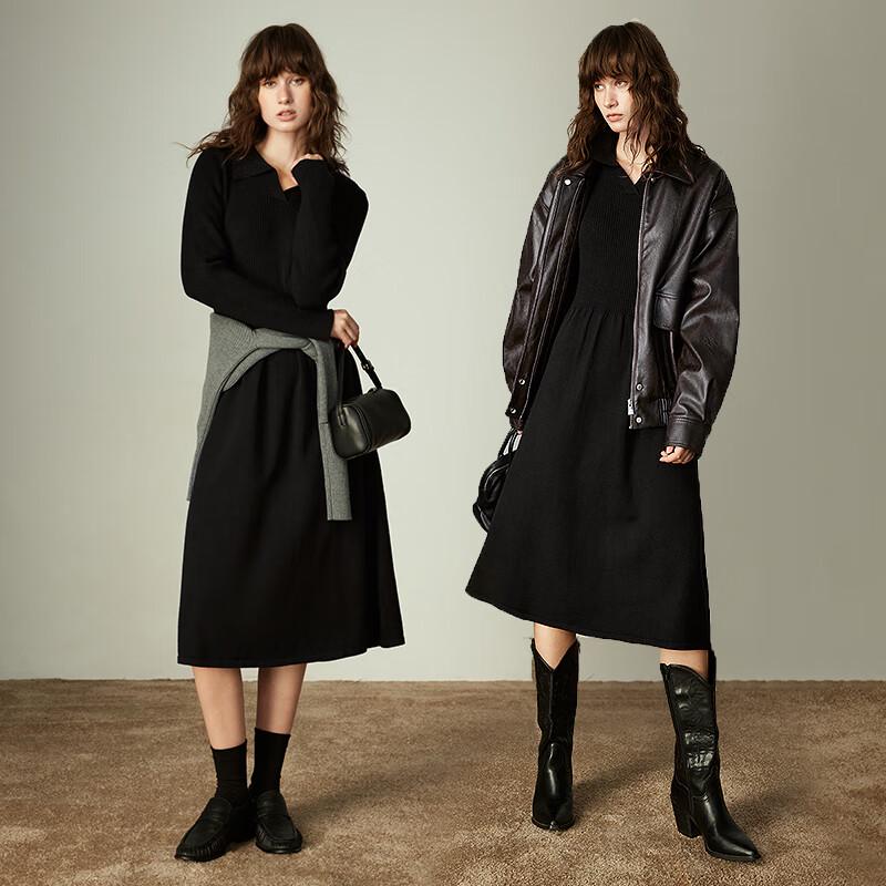Chuyu Women's 2025 Winter Polo Neck Knit Dress