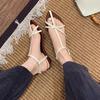 Retro wedge heel strap temperament sandals mid-heel fashion silver women's shoes 2025 summer new pointed Roman beach shoes