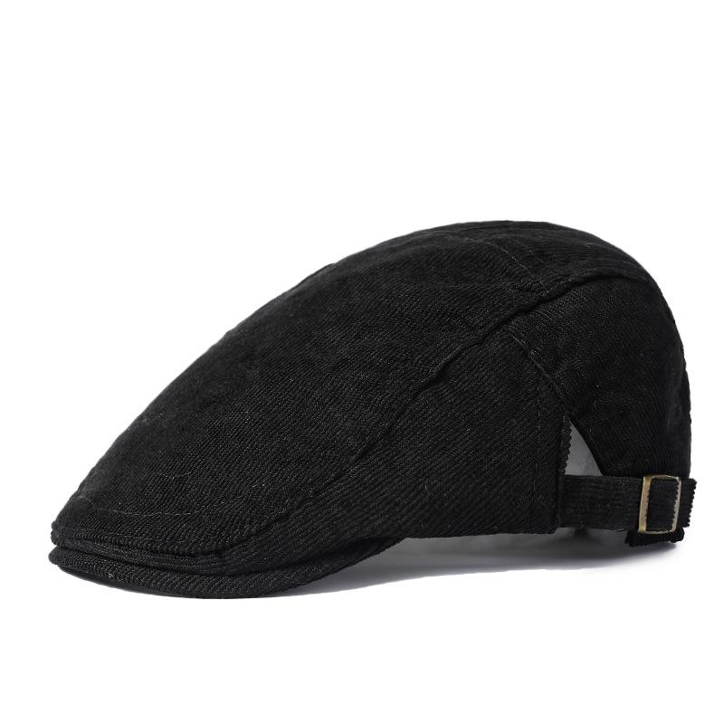 Corduroy Cap Men's Solid Color Retro Peaked Cap Winter Newsboy Caps for Men Thick Cap Old Man Cap Painters Hats