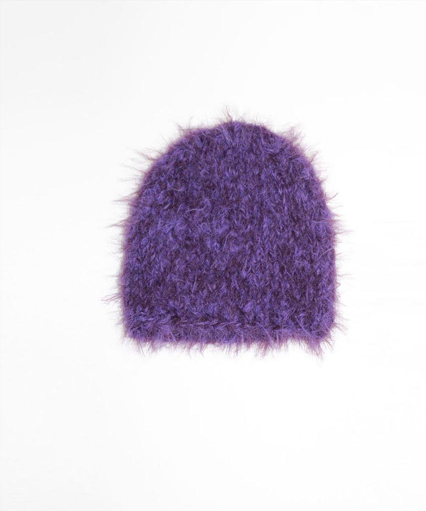 Yulaikeuhom Handmade Alpaca Fur Beanie Scarf Handmade Alpaca Fur - Purple