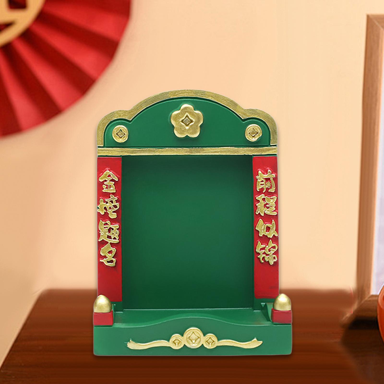 

Мини-буддийская ниша, витрина, новогодний подарок, маленький буддийский алтарь, мини-святилище, настольное украшение для стола, дома, гостиной зелёный