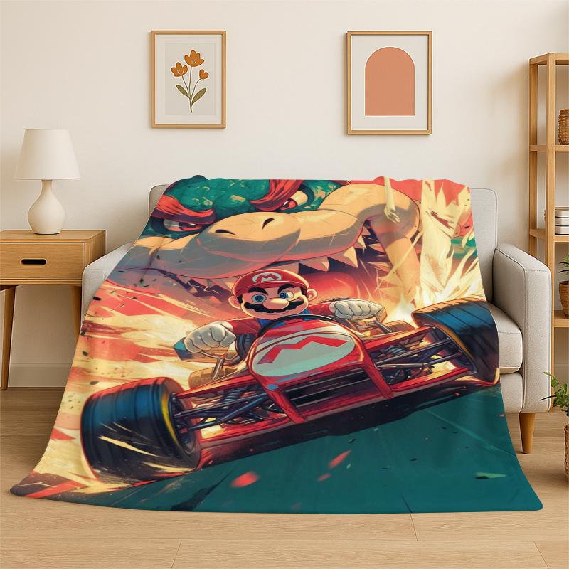Cute Cartoon M-Mario Bros Game Soft Flannel Throw Blanket,Warm Cozy Blanket for Bed,Couch,Sofa,Bedroom,Living Room,Travel,Picnic