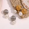 MamacitaSlay Elegant Vertical Hot Balloon Texture Imitation Pearl Drop Earrings Stainless Steel Women's Jewelry Gifts for Women