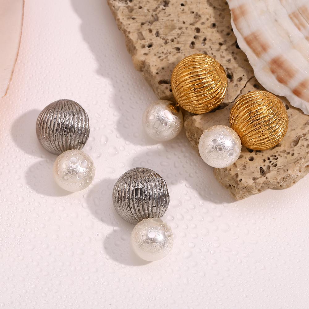 MamacitaSlay Elegant Vertical Hot Balloon Texture Imitation Pearl Drop Earrings Stainless Steel Women's Jewelry Gifts for Women