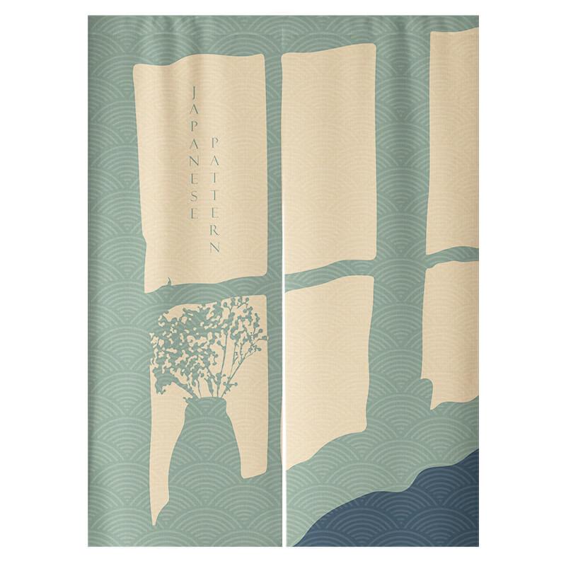 LISM Cotton Linen Style Split Panel Punch-Free Door Curtain
