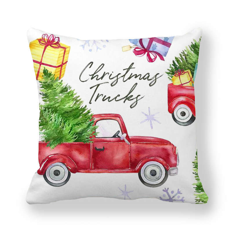 Новогодняя Рождественская подушка, Рождественская наволочка, наволочка с мультяшным автомобилем, Рождеством, домашняя, настраиваемая 40x40cm