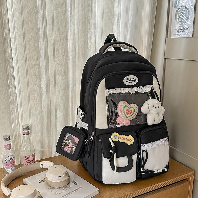 New Japanese High Value Ins Pain Pack Junior and Senior High School Students' Backpacks  Cute Contrast Color Large Capacity Backpacks.