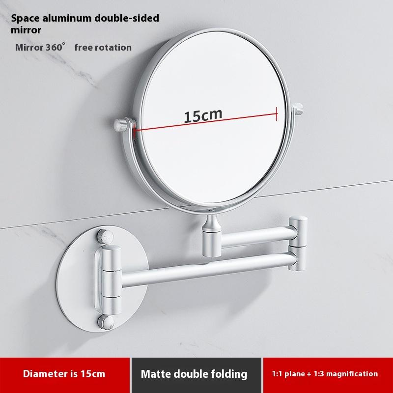 Black Gold Telescopic Mirror Bathroom Cosmetic Folding Beauty Wall Hanging Double-sided Mirror Bathroom