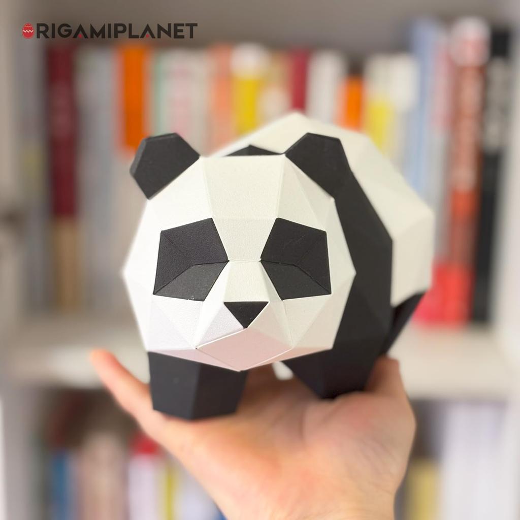 ORIGAMIPLANET 3D Origami Papercraft Kit Panda Fun DIY 3D Panda Paper Art Model for Teens Easy Handmade Animal Figurine Sculpture Gift Set for