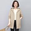 Yalu Women's Autumn Hooded Casual Mid-Length Trench Coat