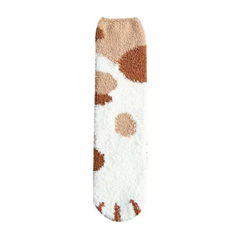 Winter Warm Women Fluffy Socks Cute Animal Claw Cat Paw Footprint Fuzzy Socks Female Thick Coral Fleece Home Floor Sleep Socks