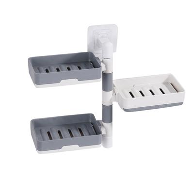Rotatable Wall Mounted Soap Box 3 Layers HIPS Punch Free Rotatable Soap Container Dish for