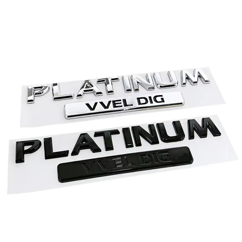 3D ABS PLATINUM VVEL DIG V8 Letters Logo Car Trunk Badge Emblem Decals Sticker For Nissan Patrol Y60 Y61 Y62 Armada Accessories