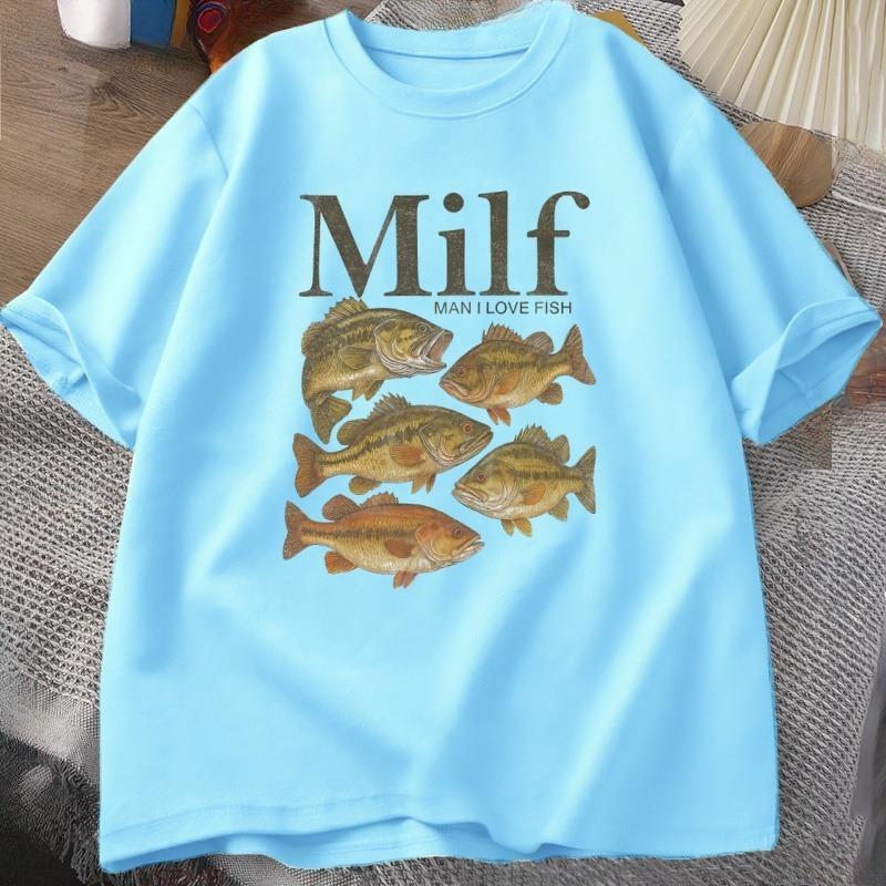 Unisex I Love Fish TShirt Funny Vintage Meme Fish T Shirt Casual Short Sleeve Round Neck Unisex Tee Cotton Loose Male Clothes Tops