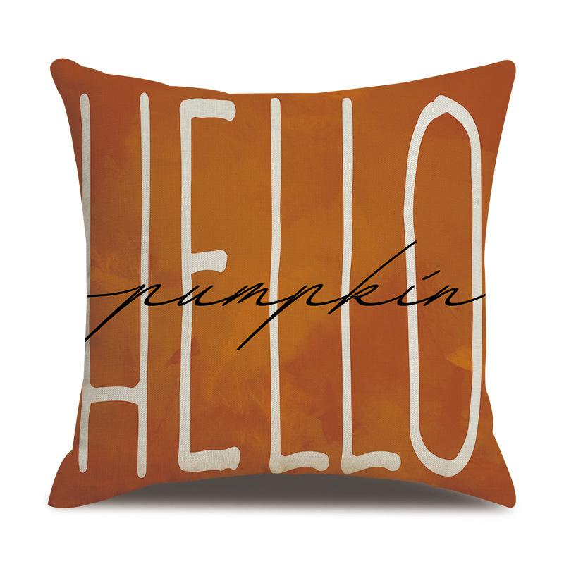 Thanksgiving Linen Pillowcase Autumn Pumpkin Print Pillow Cushion Cover