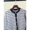 American Brand G Home Mink-like Wool Long Sleeves Cardigan Export round Neck Classic Style Houndstooth Women's Sweater Outwear