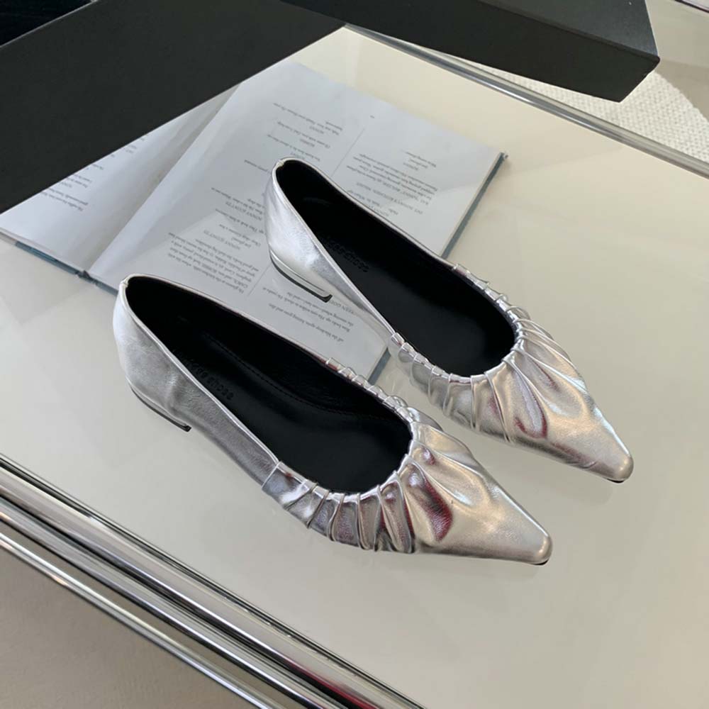 fashion Pointed Toe Women Loafers 2024 New Arrivals Black Gold Silver Red Low Flat Heeled Shallow Slip On Dress Shoes Woman Size 35-39