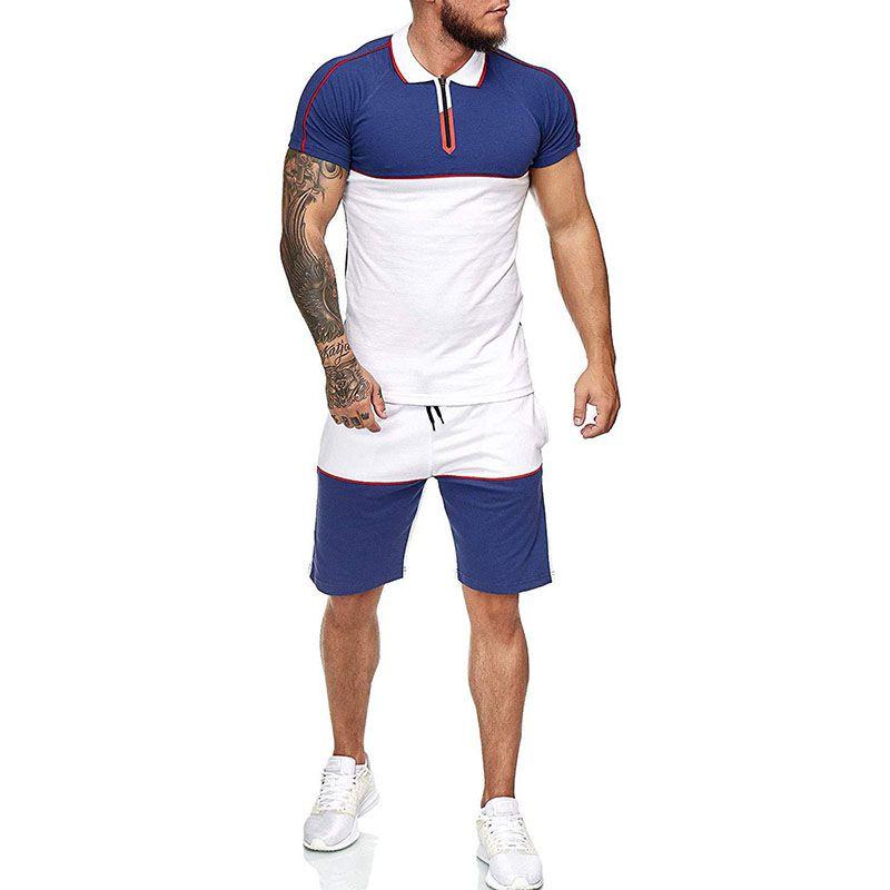 Summer 2pcs Mens Tracksuit Sport Suit T Shirt Tops  Shorts Pants Set Outfit
