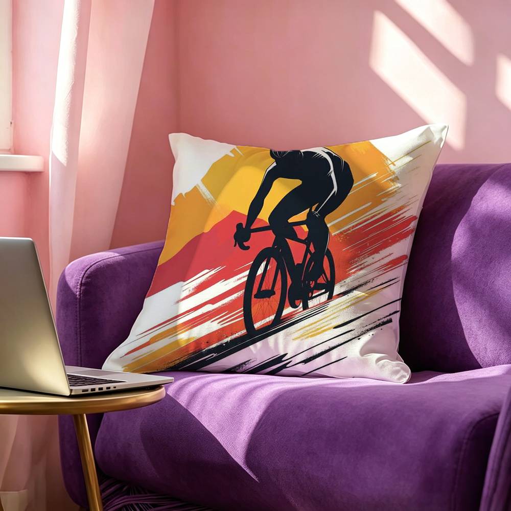 Bicycle Bike Sport Square DoubleSided printed Pillow Case Bedroom Bedside Pillow Sofa Cushion Cover