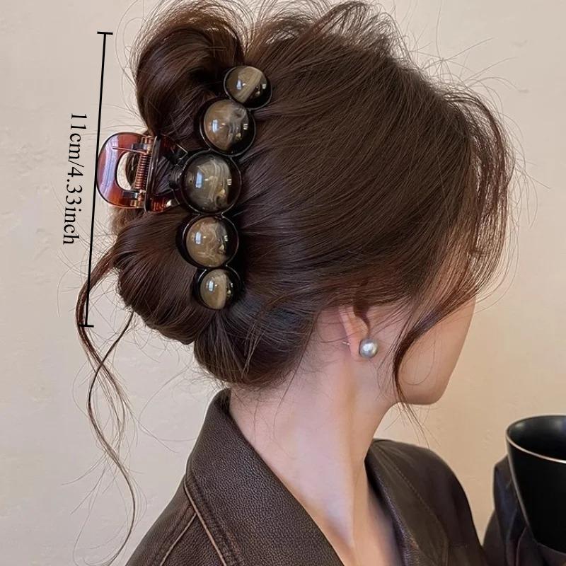 Retro Acrylic Bead Hair Claw Clip Large Non-Slip Jaw Clips for Thick Hair Fashion Hair Accessories for Women & Girls