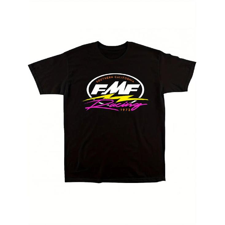 FMF Men S Zip-Up T-Shirt, Black- Sport Racing Graphic T-shirt, Designed in 1970 S Southern California, Breathable Short-sleeved Motocross Shirt, S чёрный