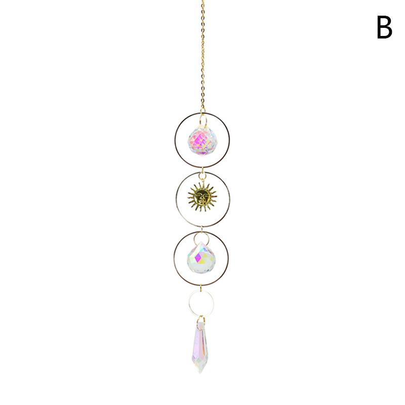 Kristall-Sonnfänger Mond Sonne Metallprisma Schmuck Anhänger Für Gartendekorationen