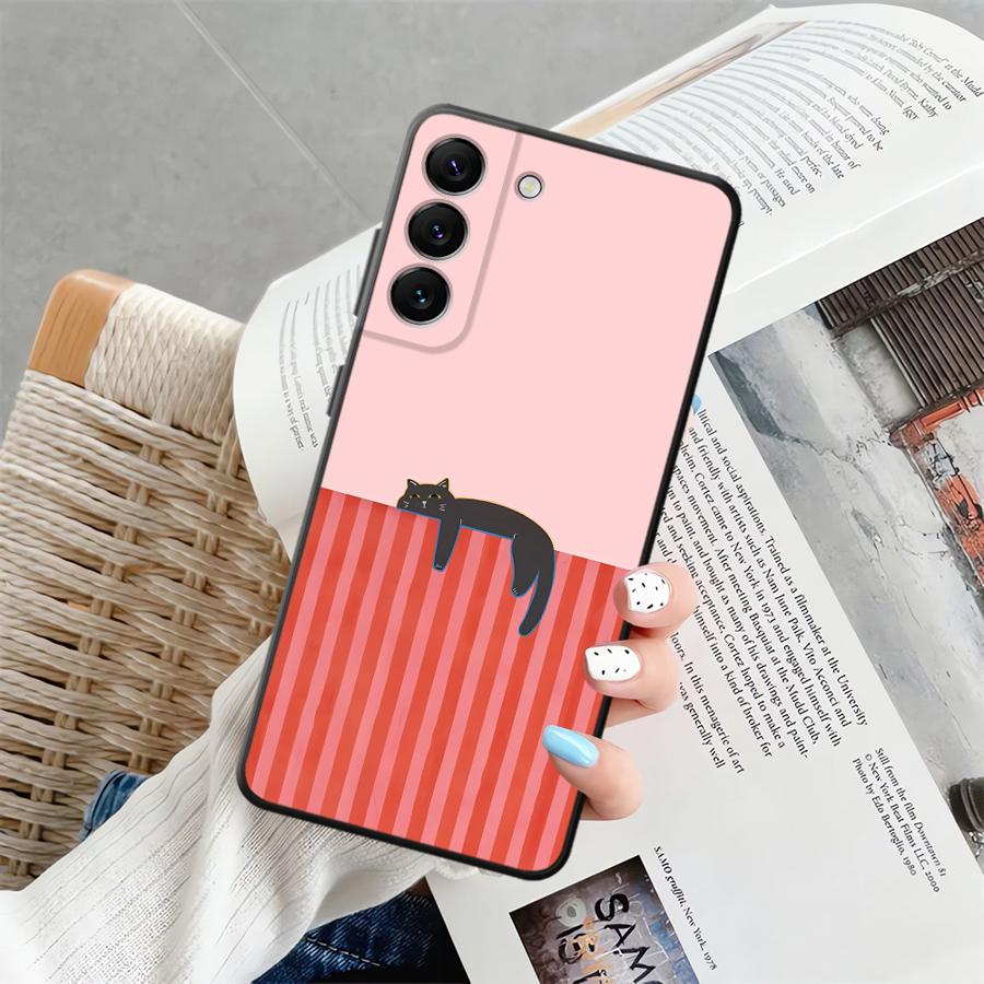 Soft Phone Cover Case for Samsung Galaxy A22 A52 A32 A25 A71 A24 A55 A36 A26 A72 A35 A23 A53 A41 A51 A73 Artistic Black Cat
