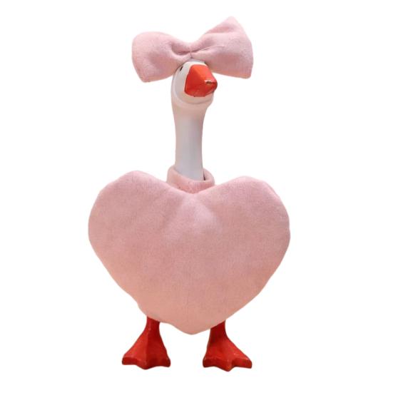 

1 Set Goose Garden Lawn Yard Outfits Outdoor Valentine s Day Porch Goose Statue Velvet Bow Love рожевий