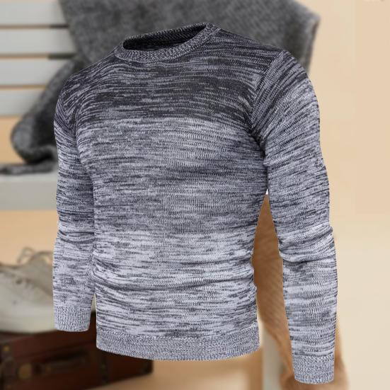 Long Sleeve Patchwork Men Sweater Autumn Winter O-Neck Stretchy Knitted Pullover Sweater Streetwear