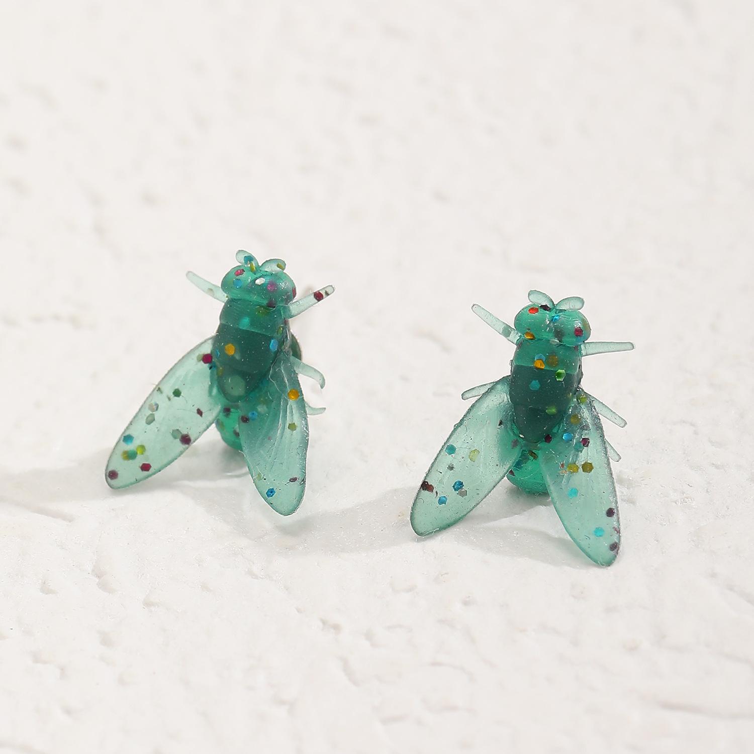 

Преувеличенная Личность Уникальное Чувство Дизайна Креативная Абстракция Имитация Мини Забавные Серьги-Мухи 1 pair зелёный