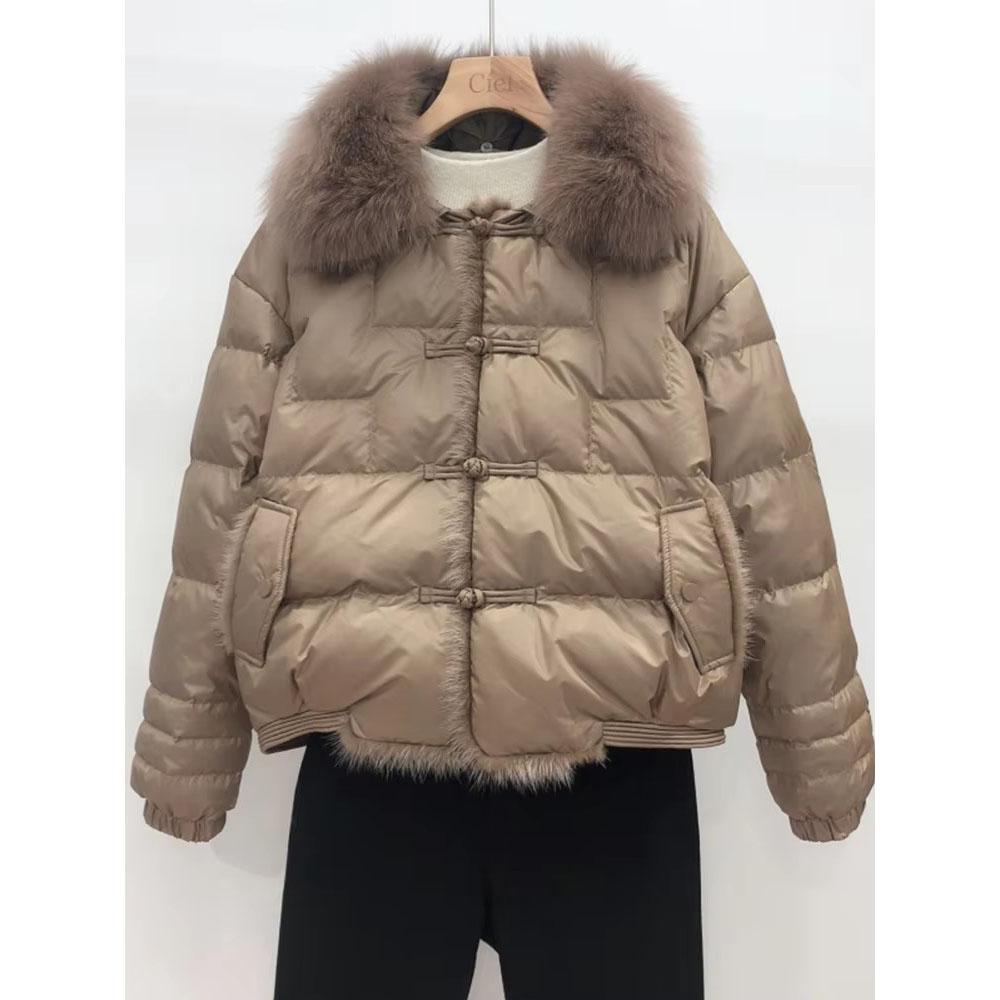 

Зимняя женская белая куртка-пуховик на утином пуху, женская короткая теплая куртка-пуховик, женская свободная ретро-парка