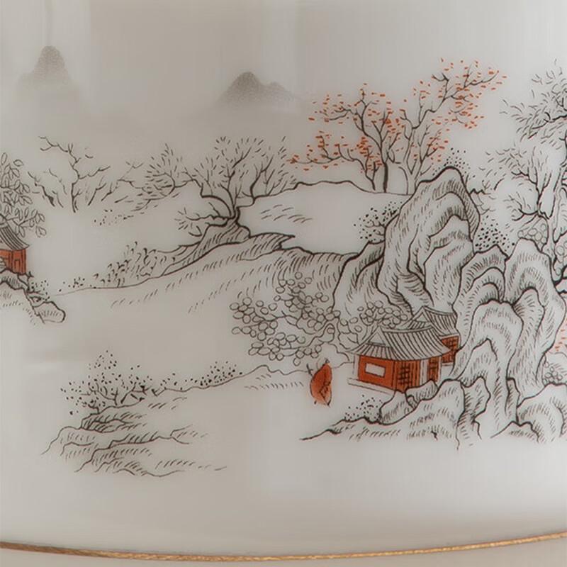 Valley Secluded Gold Inlaid Jade Ceramic Kung Fu Tea Set