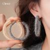 Retro Autumn and Winter Geometric Round Wool Woven Earrings Light Luxury High-end Earrings Personality Temperament Earrings Women