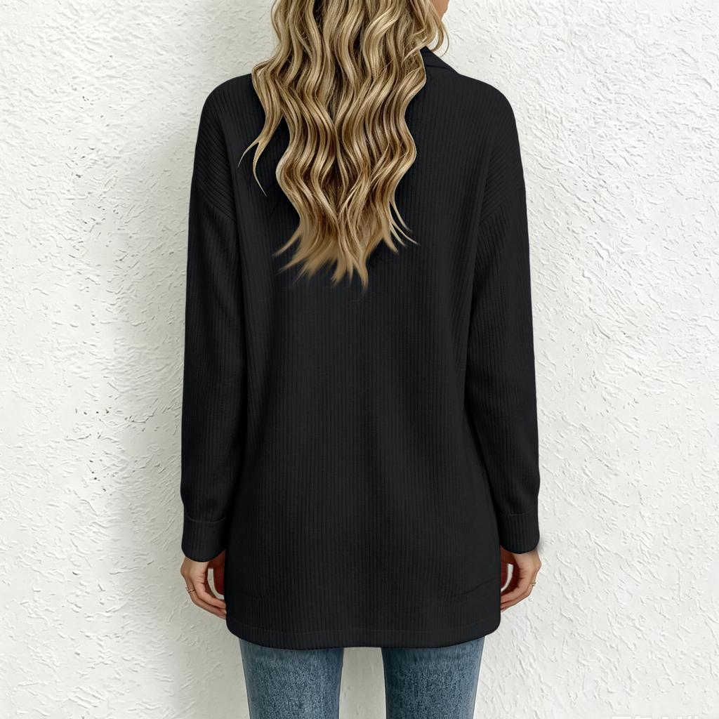 Women's Casual Double Breasted Corduroy Cardigan Mid Length Relaxed Fit Versatile