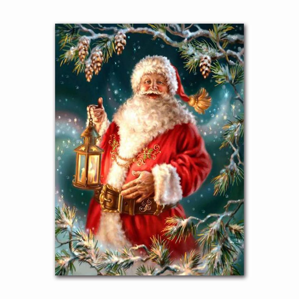 Happy New Year Christmas Series Canvas Painting Santa Lantern Posters and Prints Modern Wall Art Picture Bedroom Decoration