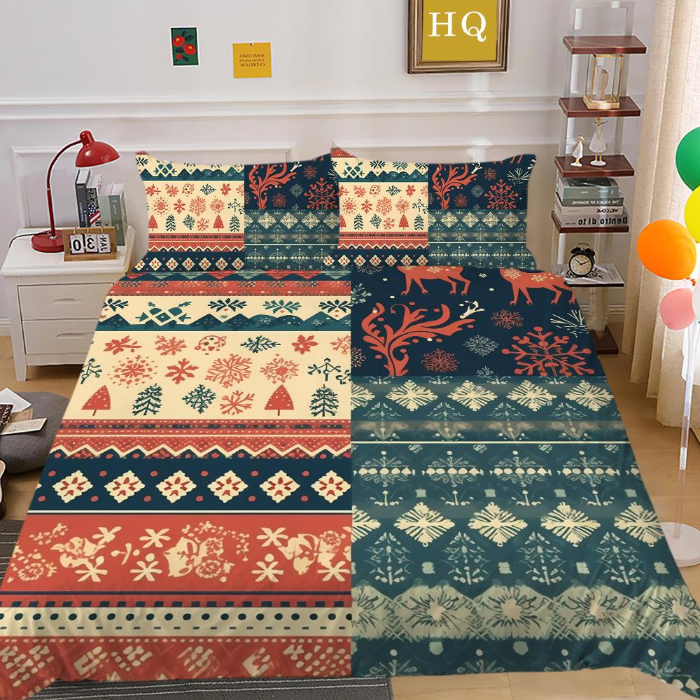 Weihnachtsdruck 3D-Druck Polyester Kissenbezug Bettbezug Zwei- oder Dreiteiliges Set