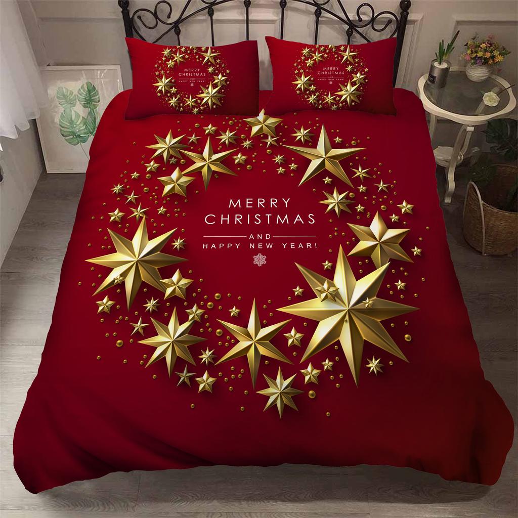 Weihnachtsmann Gedruckter Bettbezug mit Kissenbezug Bettwäscheset Einzel Doppel Twin Full Queen King Size Schlafzimmer Weihnachtsdeko