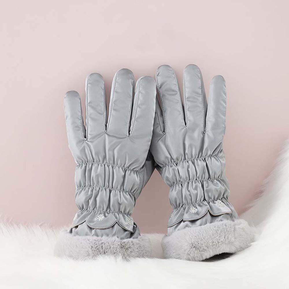 Down Cotton Satin Anti-cold Gloves Soft Finger Mittens Plush Thickened Gloves  Autumn