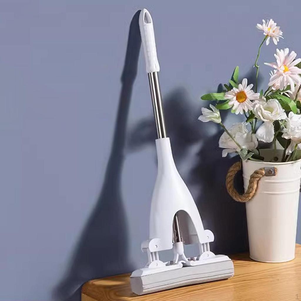 Portable Mini Mop,Small Cleaning Brush,Compact,Wet and Dry Using,Self Short Mop Handle Tool