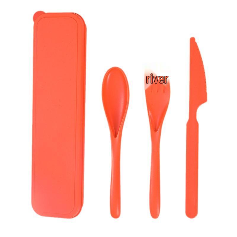 Portable Wheat Straw Cutlery Set: Reusable Fork, Knife, and Spoon for Students and Travel