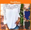 Blusa Elegante de Chiffon com Renda Caimento Solto Manga Longa Camiseta para Mulheres